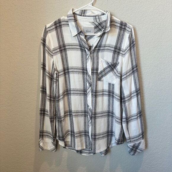 Rails White & Black Plaid Classic Soft Button Front Shirt - Size M - EUC - Picture 1 of 6